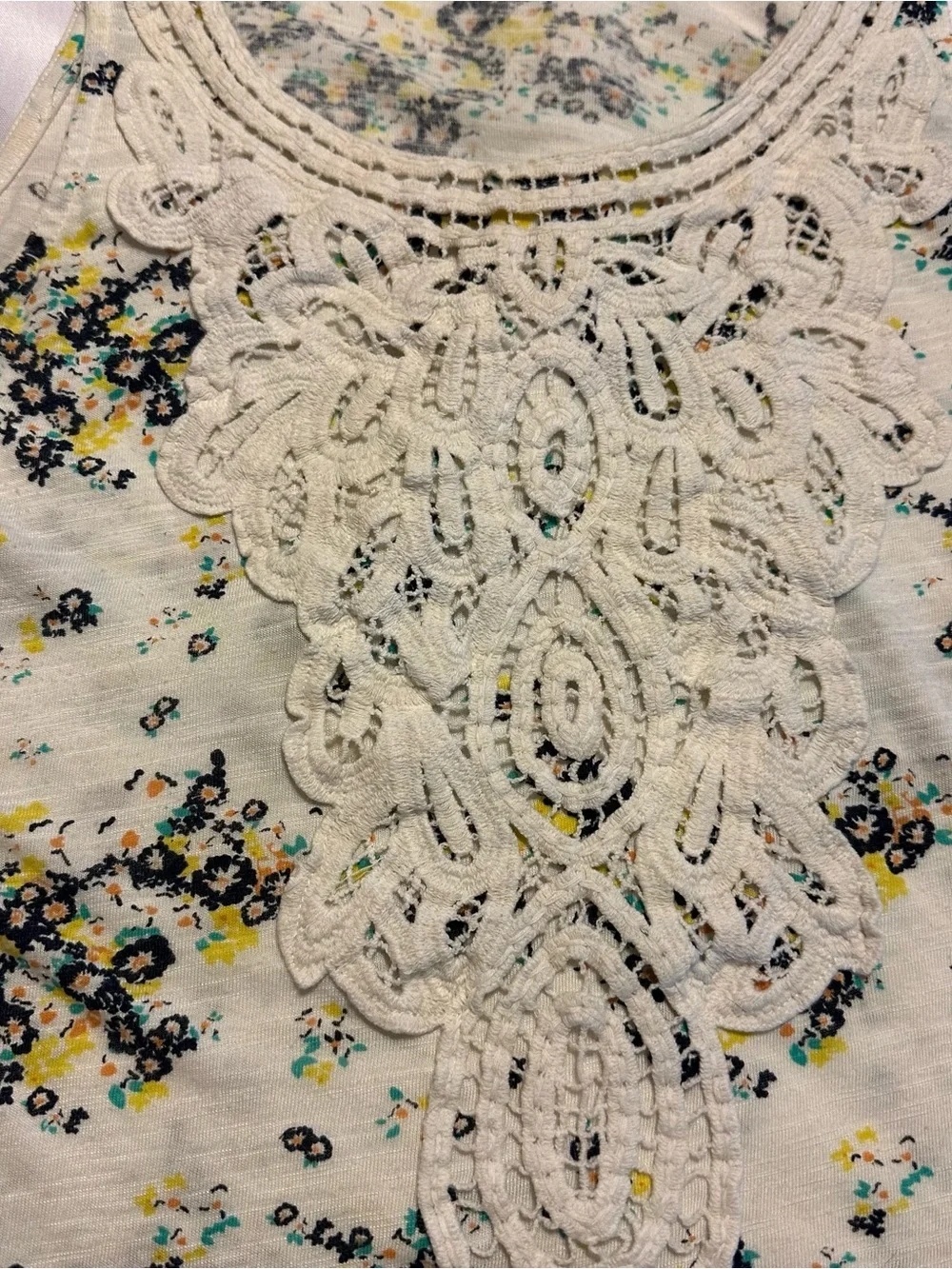 Maurices White Crochet Bib Floral Tank